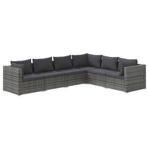 Salon de jardin meuble d'extérieur ensemble de mobilier 6 pièces avec coussins résine tressée gris 02_0016869