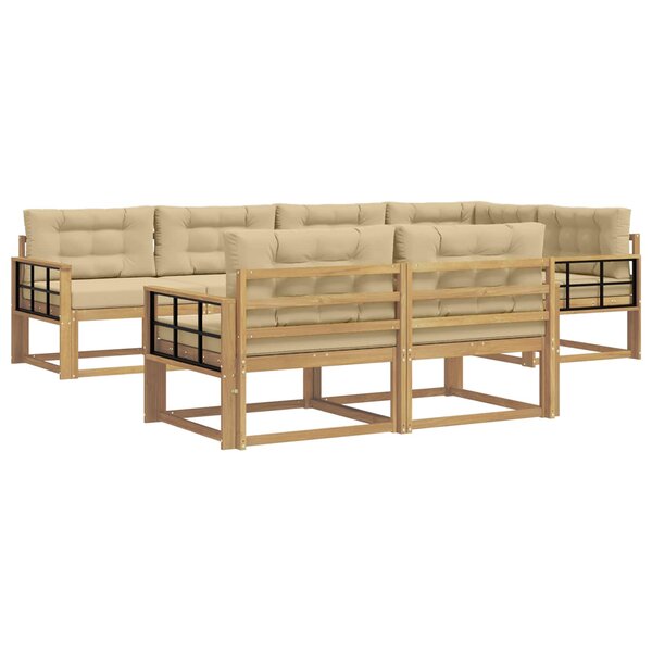 vidaXL Ensemble de canapés d'extérieur 6 Pièces Blanc et Beige Polyester