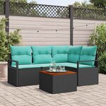 vidaXL Ensemble de canapé de jardin avec coussin 5 Pièces Noir polyrotin