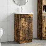 vidaXL Meuble de salle de bain avec évier Chêne fumé 42 x 40 x 84 5 cm