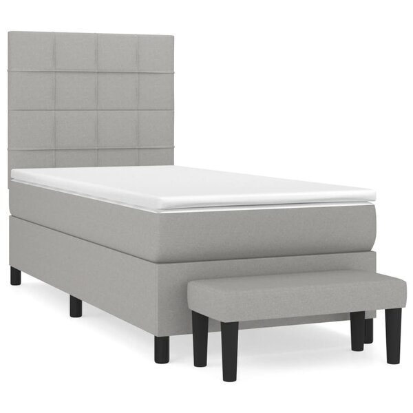 vidaXL Sommier à lattes de lit avec matelas Gris clair 90x200 cm Tissu