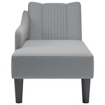 vidaXL Fauteuil long avec accoudoir droit gris clair tissu