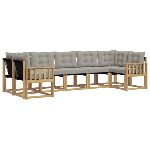 vidaXL Ensemble de canapés d'extérieur 7 Pièces Blanc et gris clair