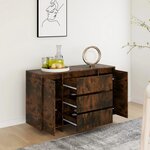 vidaXL Buffet avec 3 tiroirs chêne fumé 120x41x75 cm bois d'ingénierie
