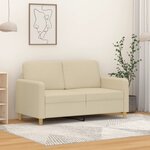 vidaXL Canapé à 2 places Crème 120 cm Tissu