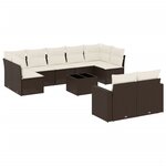 vidaXL Salon de jardin 10 Pièces avec coussins marron résine tressée
