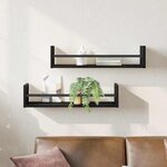 vidaXL Étagère Murale avec étagère 2 Pièces Chêne noir 60 x 16 x 14 cm