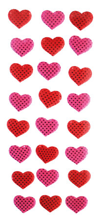 Sticker coeur à facette rose  rouge 1 8 x 1 5 cm x 24 pièces