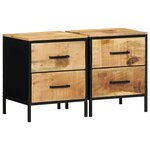 vidaXL Ensemble de tables de chevet 2 Pièces 40x35x50 cm Bois massif brut de manguier