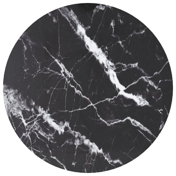 vidaXL Dessus de table noir Ø60x0 8cm verre trempé avec design marbre