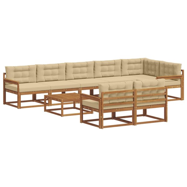 vidaXL Ensemble de canapés d'extérieur 9 Pièces Naturel et Beige
