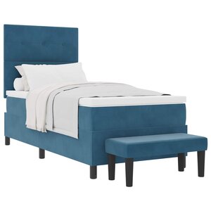 vidaXL Lit à ressorts avec coussin Bleu foncé 200 x 100 cm Velours