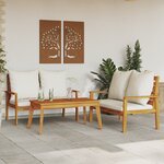vidaXL Salon de jardin 3 Pièces avec coussins bois massif d'acacia
