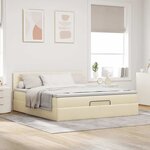 vidaXL Lit ottoman avec matelas et LED crème 180x200cm tissu
