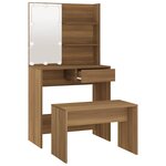 vidaXL Ensemble de coiffeuse avec LED Chêne marron Bois d'ingénierie
