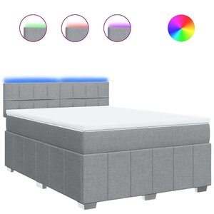 vidaXL Sommier à lattes de lit avec matelas Gris clair 140x200cm Tissu