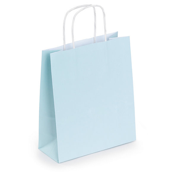 Mini sac kraft blanc à poignées torsadées 18 x 22 x 8 cm (lot de 50)