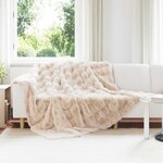 vidaXL Couverture en Fourrure de Lapin Synthétique Beige 220 x 240 cm