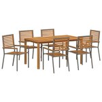 vidaXL Ensemble de salle à manger pour jardin 7 Pièces Gris