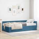vidaXL Cadre de lit d'angle avec matelas Autre 2 Pièces Bleu Velours
