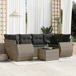 vidaXL Salon de jardin avec coussins 7 Pièces gris résine tressée