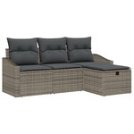 vidaXL Ensemble de canapé de jardin 4 pièces avec coussins gris en poly rotin