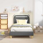 vidaXL Cadre de lit pour enfants avec tête de lit Gris foncé tissu