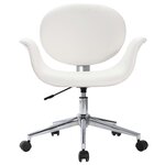 Chaise fauteuil siège pivotante de bureau informatique étude similicuir blanc 02_0024086