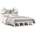 vidaXL Lit bibliothèque sans matelas blanc 140x190 cm bois pin massif