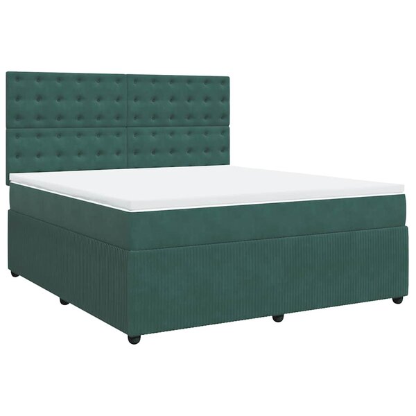 vidaXL Sommier à lattes de lit et matelas Vert foncé 180x200cm Velours
