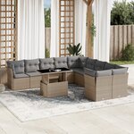 vidaXL Salon de jardin 11 Pièces avec coussins beige résine tressée