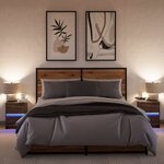 vidaXL Armoires de chevet et lumières LED 2 Pièces chêne marron