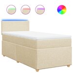 vidaXL Sommier à lattes de lit avec matelas Crème 100x200 cm Tissu