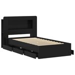 vidaXL Cadre de lit avec rangement Noir 75 x 190 cm Bois d'ingénierie