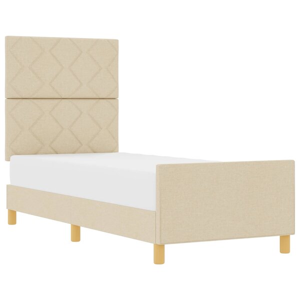 vidaXL Cadre de lit avec tête de lit Crème 80 x 200 cm tissu
