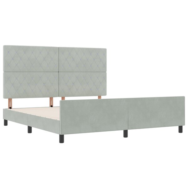 Lit vidaXL Gris clair 180x200 cm Velours
