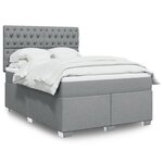 vidaXL Sommier à lattes de lit avec matelas Gris clair 140x190cm Tissu