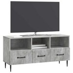 vidaXL Meuble TV Gris béton 102 x 34 5 x 50 cm Bois d'ingénierie