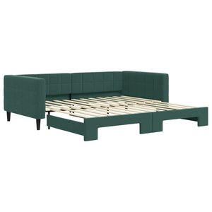 vidaXL Lit de jour avec gigogne sans matelas vert foncé 100x200 cm