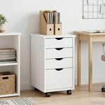 vidaXL Cabinet roulant avec roue Blanc 34 x 39 x 56 cm Pin massif