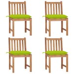 vidaXL Chaises de jardin lot de 4 avec coussins Bois de teck massif