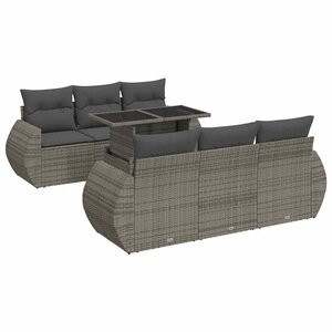 vidaXL Salon de jardin avec coussins 7 Pièces gris résine tressée