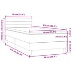 vidaXL Sommier à lattes de lit et matelas gris clair 90x210 cm velours