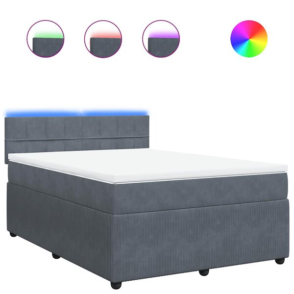 vidaXL Sommier à lattes de lit et matelas Gris foncé 160x200cm Velours