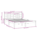 vidaXL Cadre de lit Gris Bois massif 135x190 cm Double