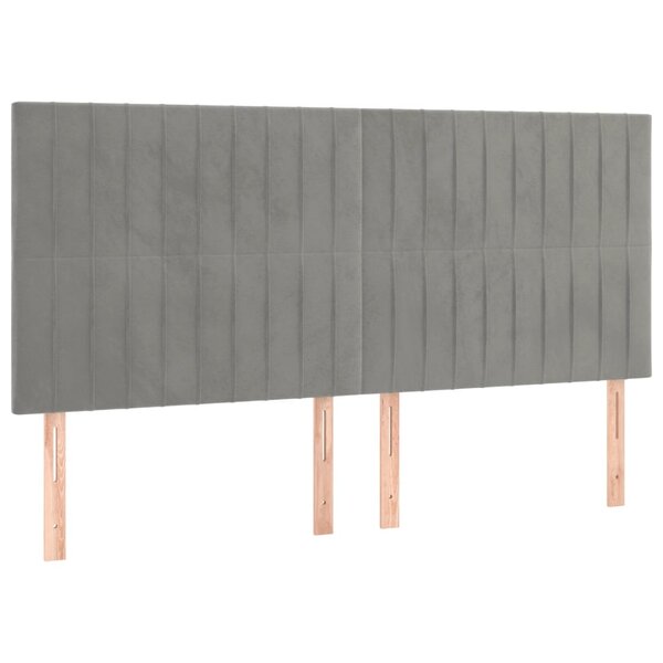 vidaXL Têtes de lit 4 Pièces Gris clair 80x5x78/88 cm Velours