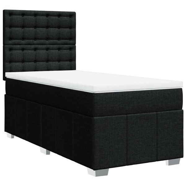 vidaXL Sommier à lattes de lit avec matelas Noir 90x200 cm Tissu