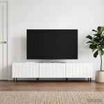 vidaXL Meuble TV Blanc brillant 147 x 34 5 x 32 cm Bois d'ingénierie