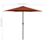 vidaXL Parasol d'extérieur et mât en aluminium 270x246 cm Terre cuite