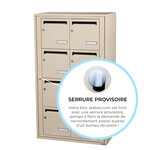 Bloc collectif Leabox 2x4  grade 3  simple face  intérieur  fixation murale  ivoire ral 1015 finition brillante
